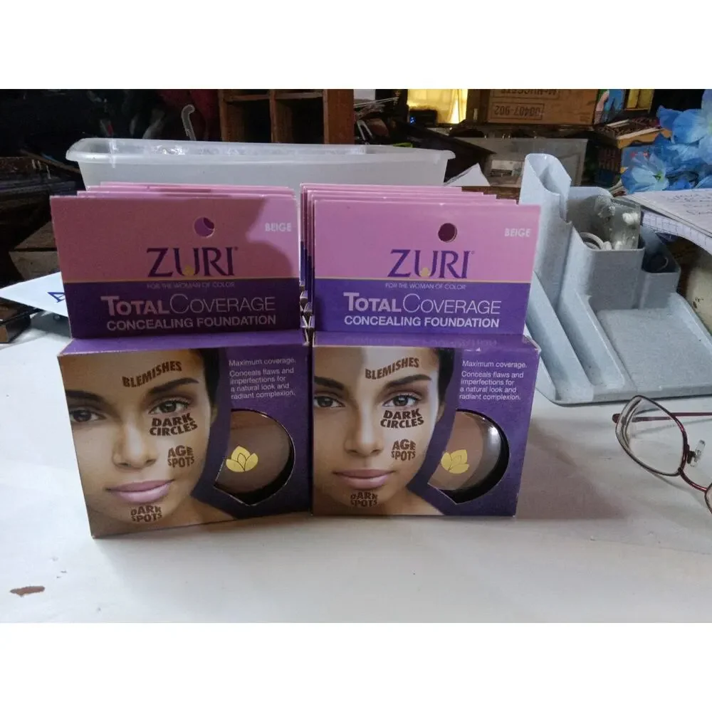 Zuri Total Coverage Concealing Foundation 0.14 Oz. Beige.Woman of Color.10 Pack.